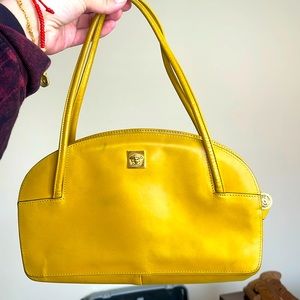 Vintage Gianni Versace bag , olive/ mustard color, slight discoloration